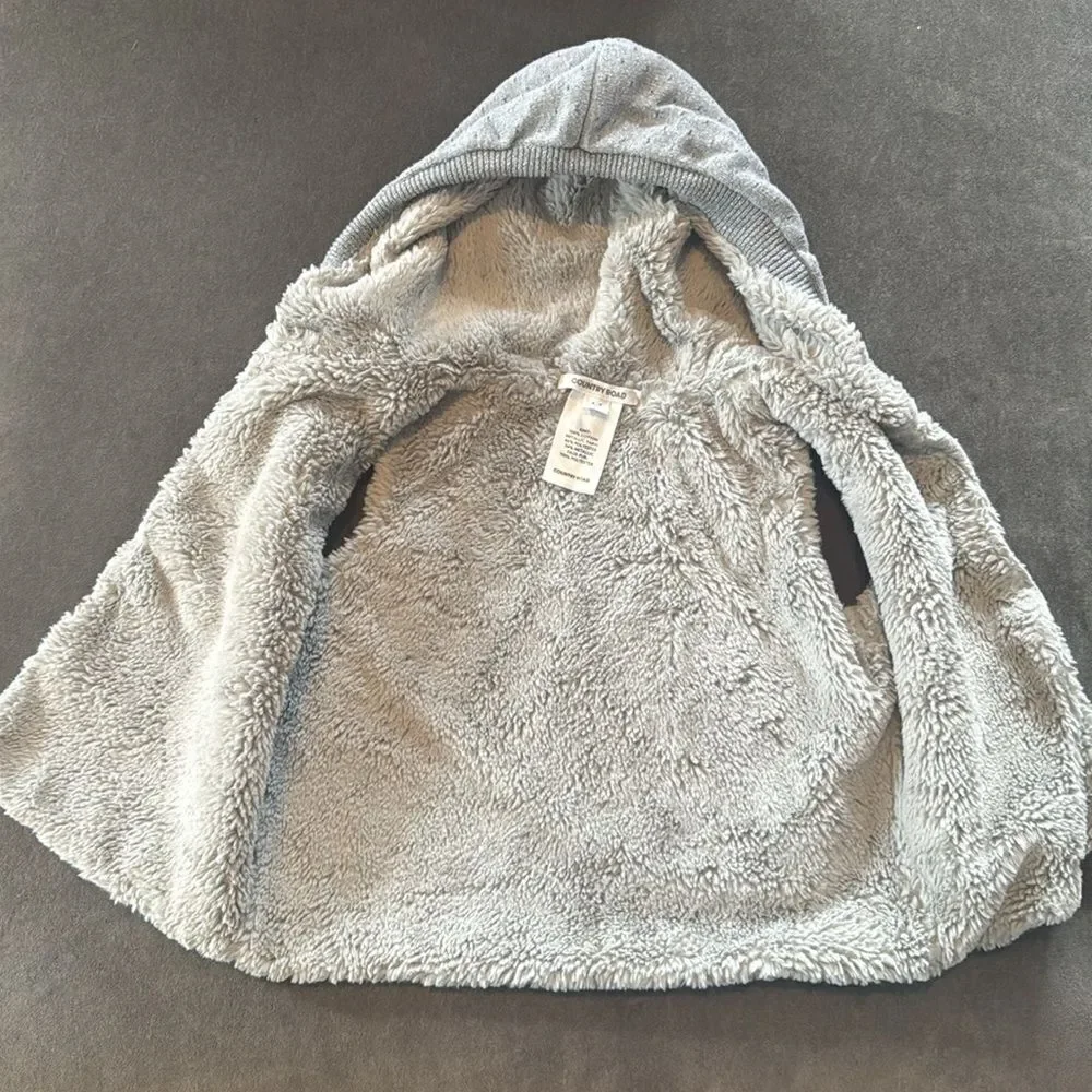 Kids Country Road Gray Hooded Vest with Metallic Thread that Sparkles Size 4-5